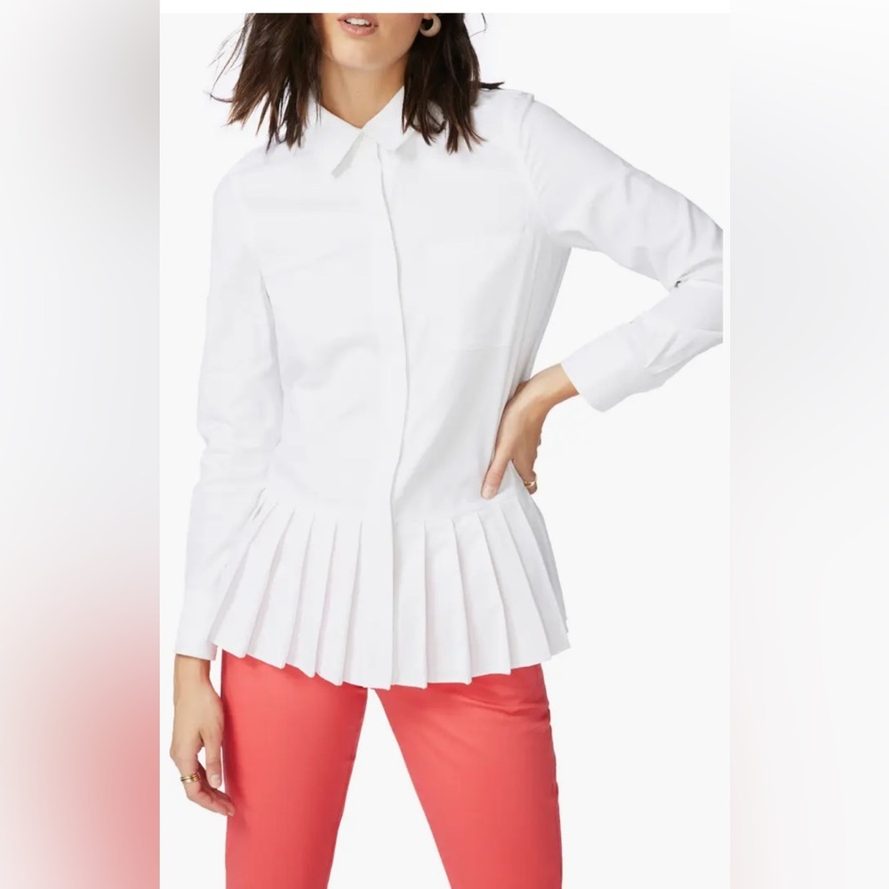 Court & Rowe Pleated Peplum Cotton Blend Shirt​